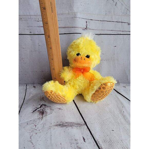 Greenbrier Plush Yellow Duck Easter Stuffed Animal Plush Sparkly Feet 6inch - Picture 4 of 6